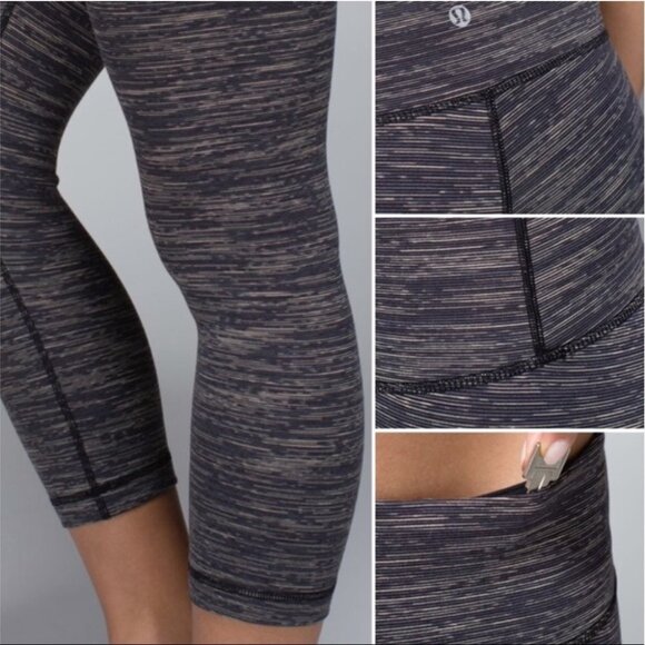 Lululemon Wunder Under Crop Space Black Cashew - Picture 13 of 14